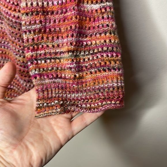 New Directions Womens 3X Red Orange Crochet Knit Lightweight Scoop Neck Sweater - Picture 8 of 10